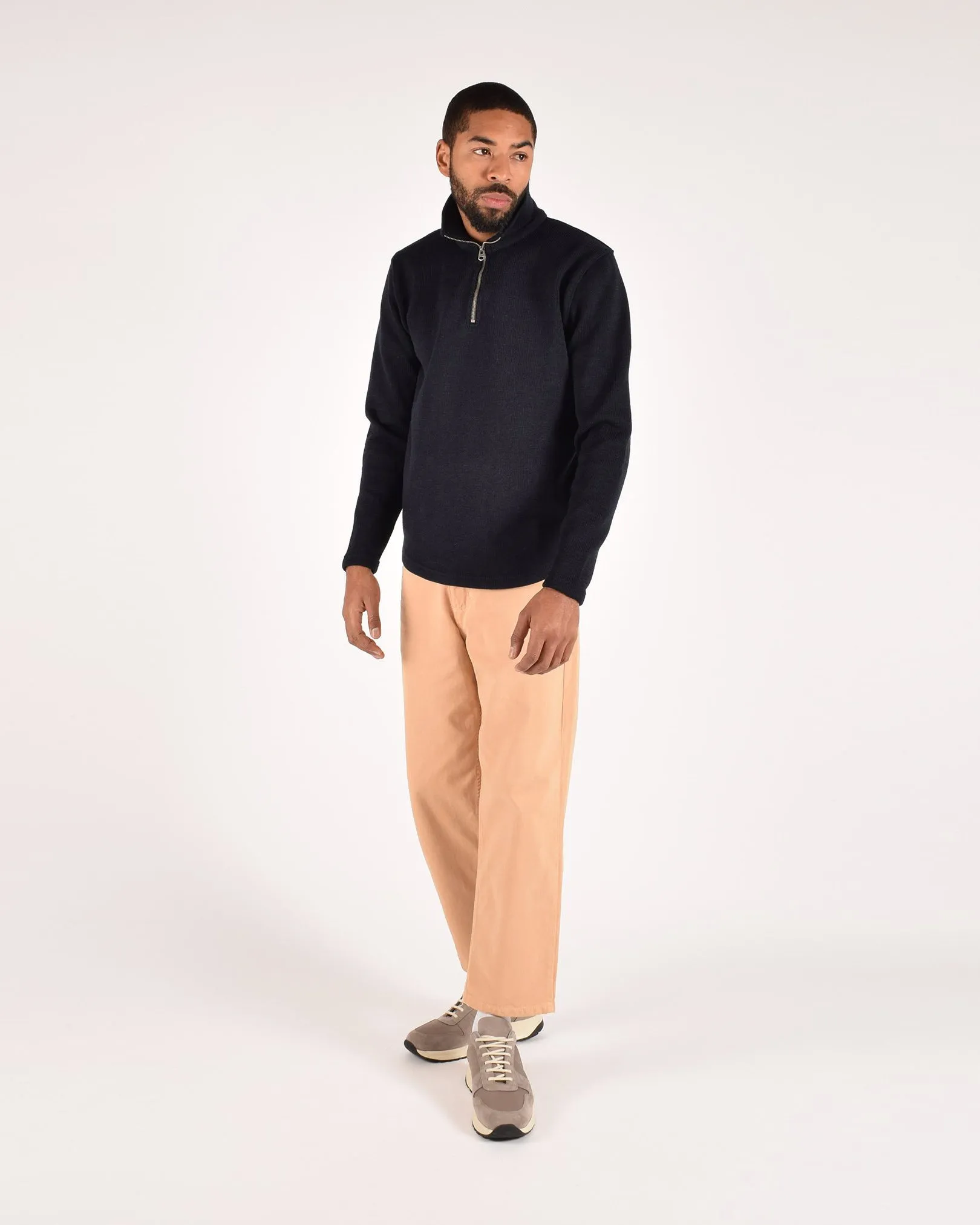 1/4 Zip Moto-Jersey - Dark Navy