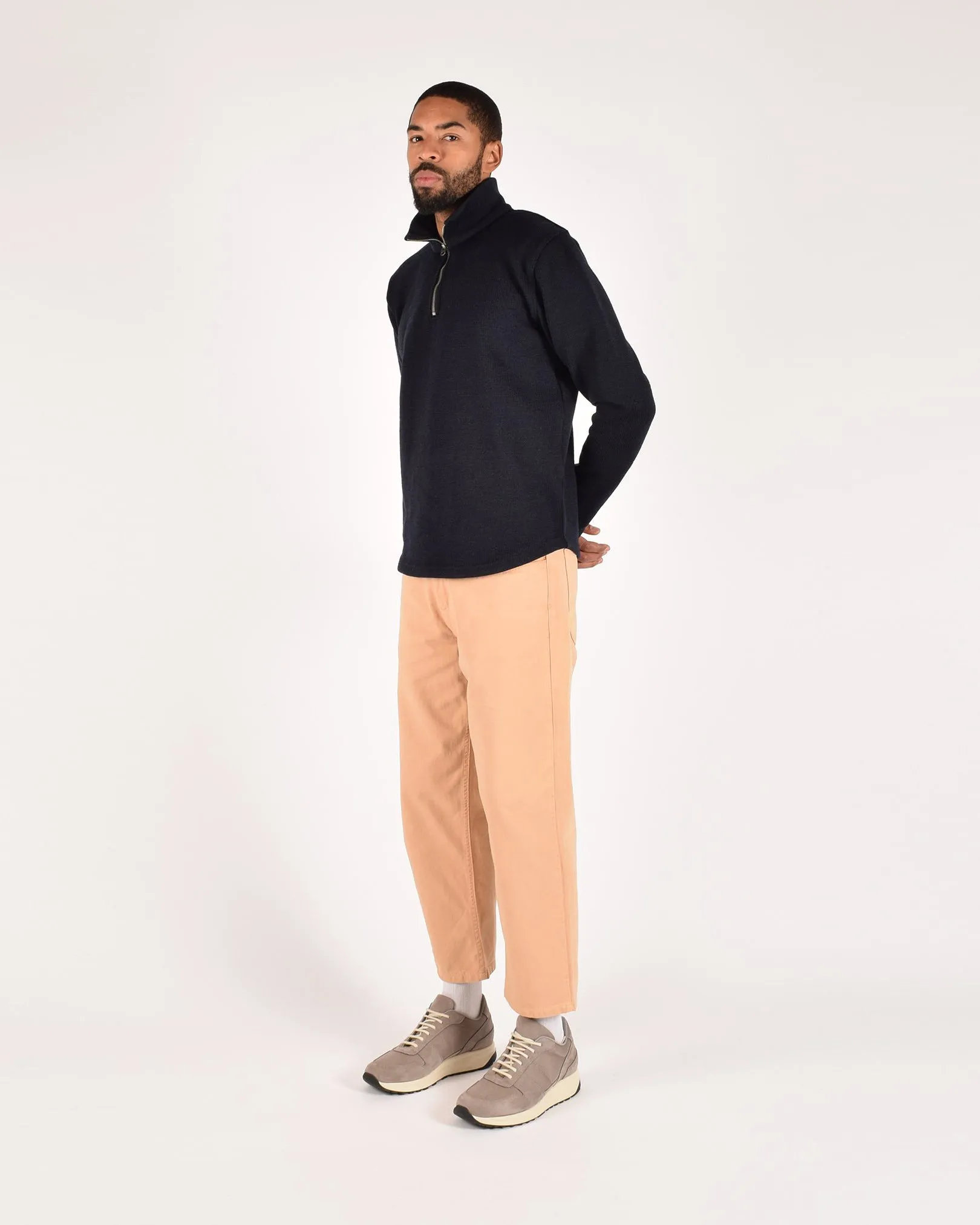 1/4 Zip Moto-Jersey - Dark Navy