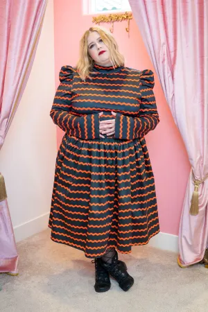 #33 The Audrey Rick Rack Neon Orange Organic Cotton Gathered Skirt - 3X