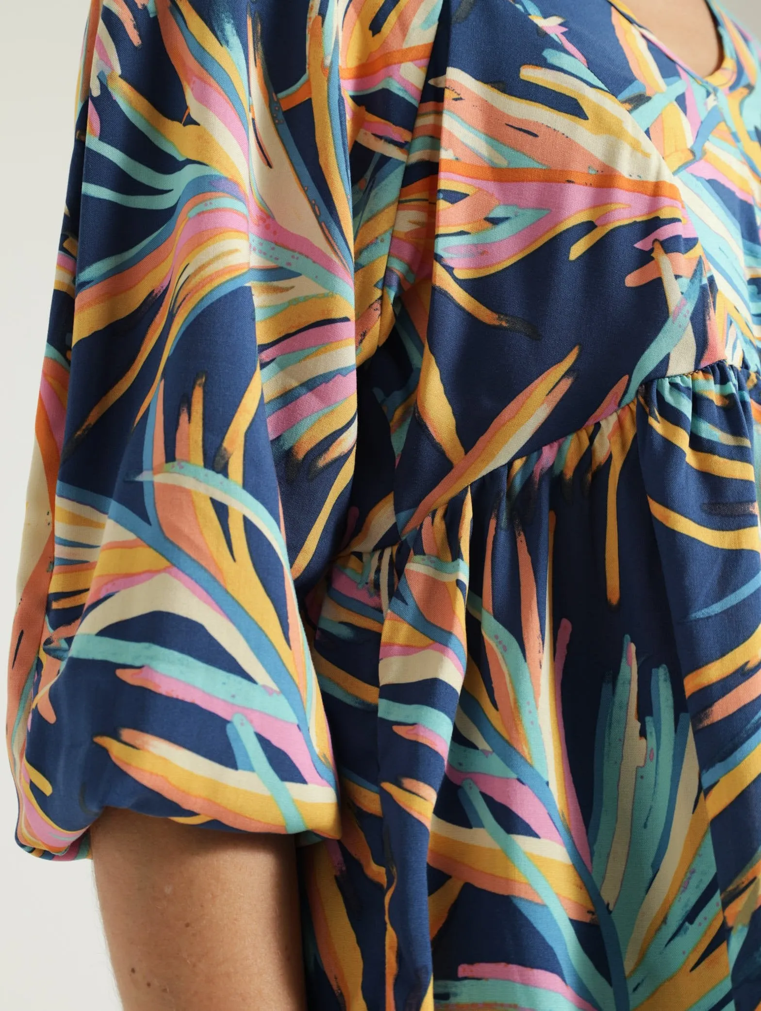 3/4 Sleeve V-Neck Peplum Blouse