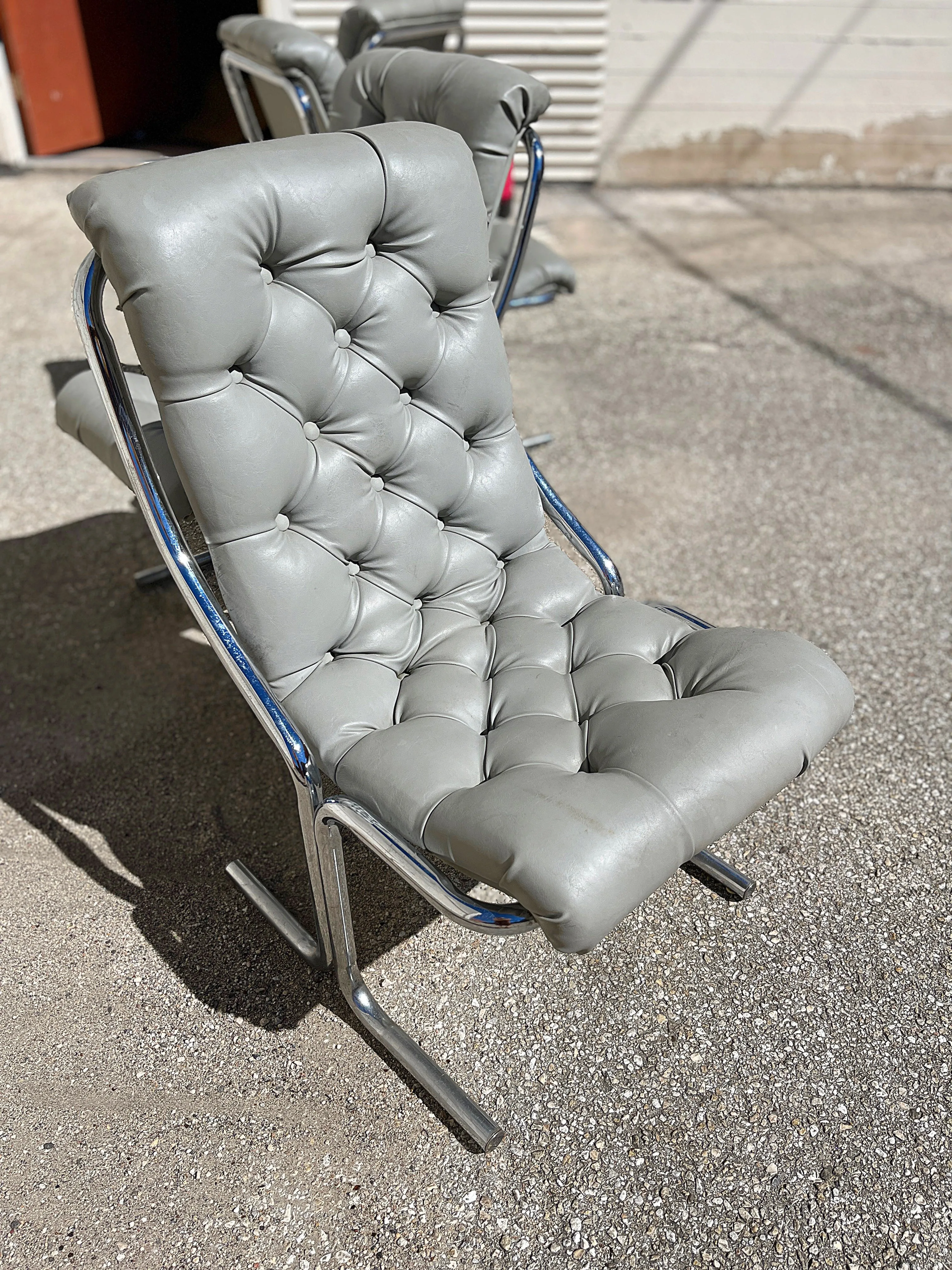 4 Daystrom Mid Century Chrome High Back Dining Chairs