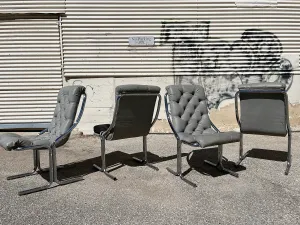 4 Daystrom Mid Century Chrome High Back Dining Chairs