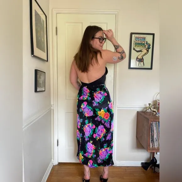 70s Vintage Nylon Wrap Tie Skirt