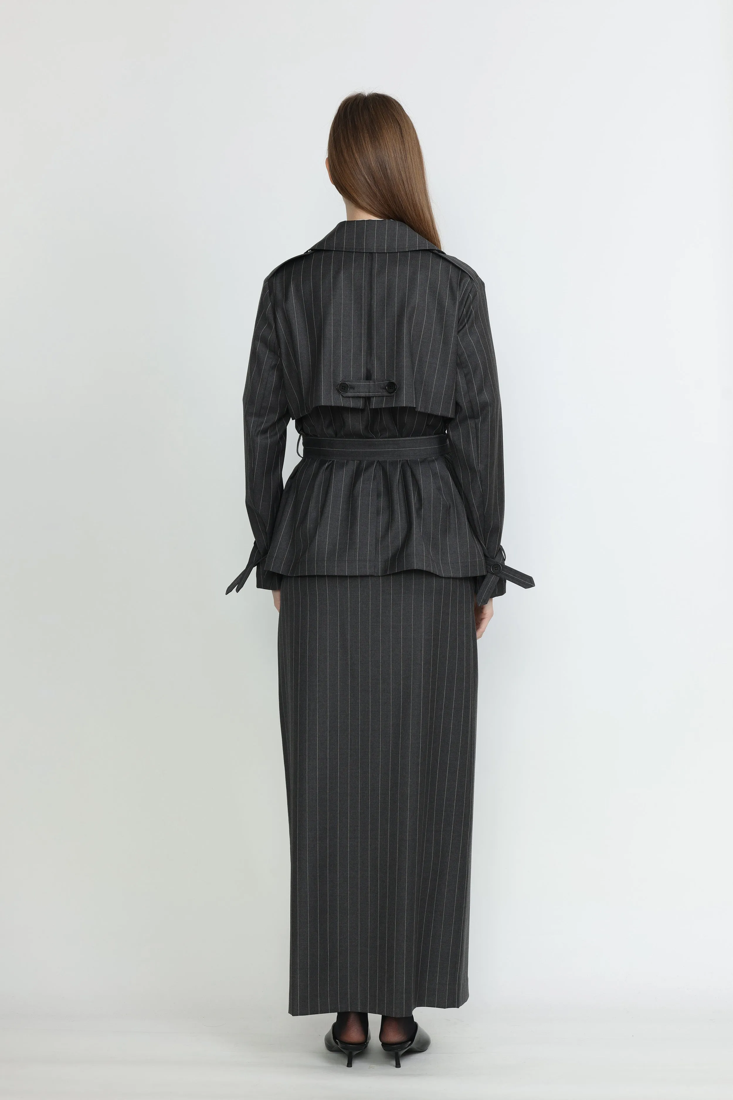 Adelaide Skirt - Tailored maxi skirt in grey