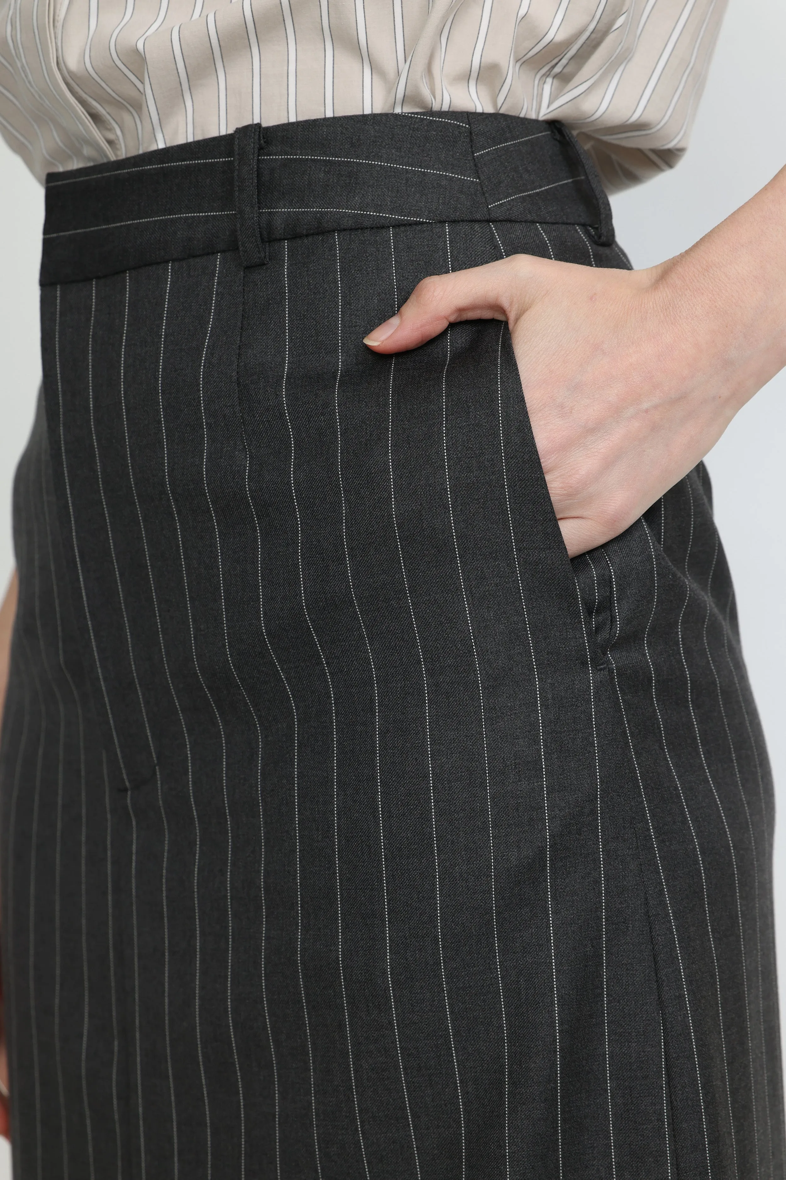 Adelaide Skirt - Tailored maxi skirt in grey