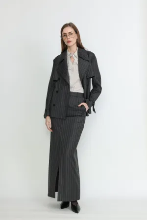 Adelaide Skirt - Tailored maxi skirt in grey