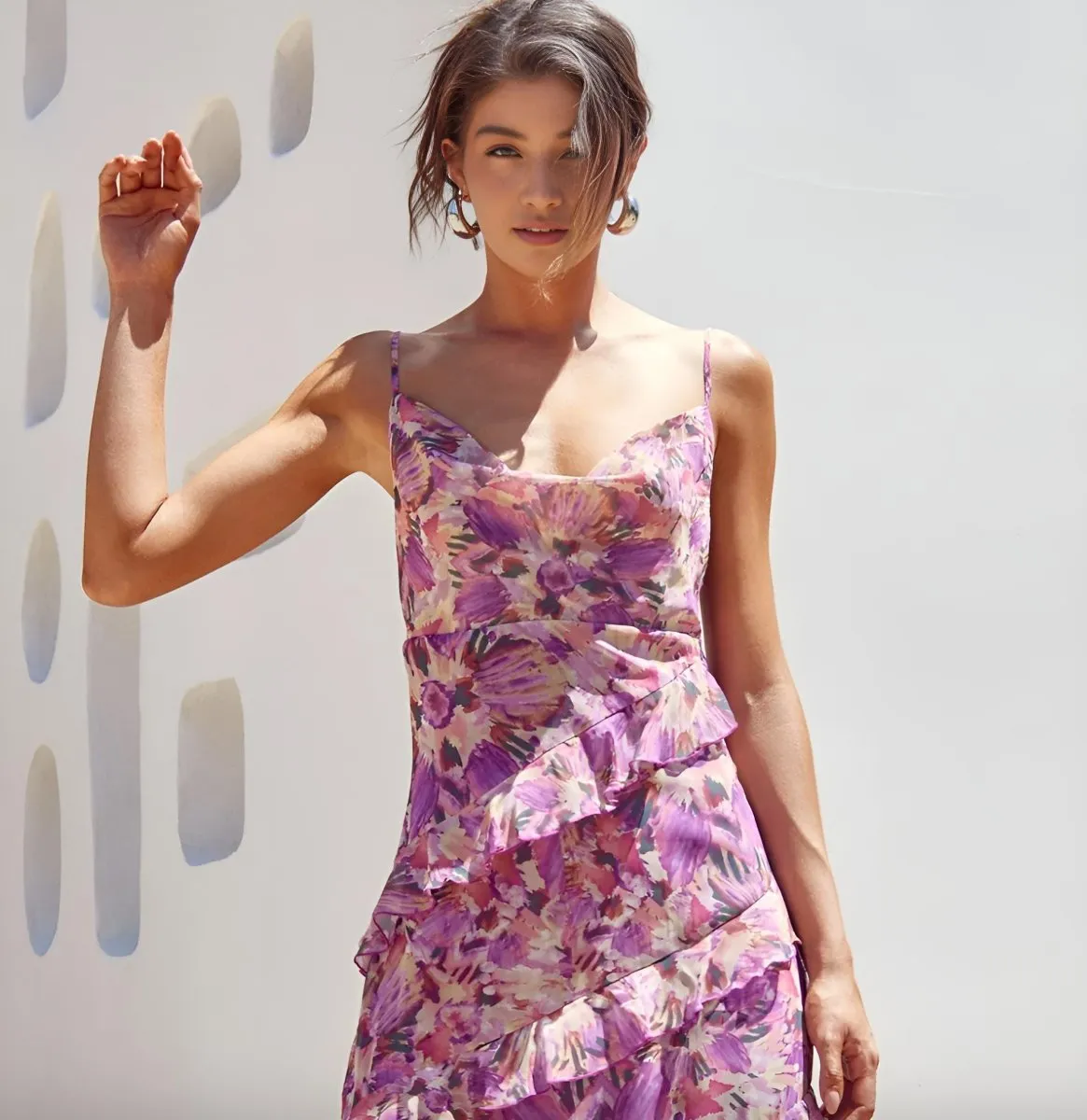 Adelyn Rae - Gia Cowl Neck Frill Midi Dress