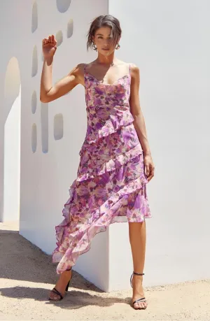 Adelyn Rae - Gia Cowl Neck Frill Midi Dress