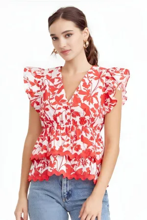 Adelyn Rae - Sena Ruffled Peplum Top (Final Sale)