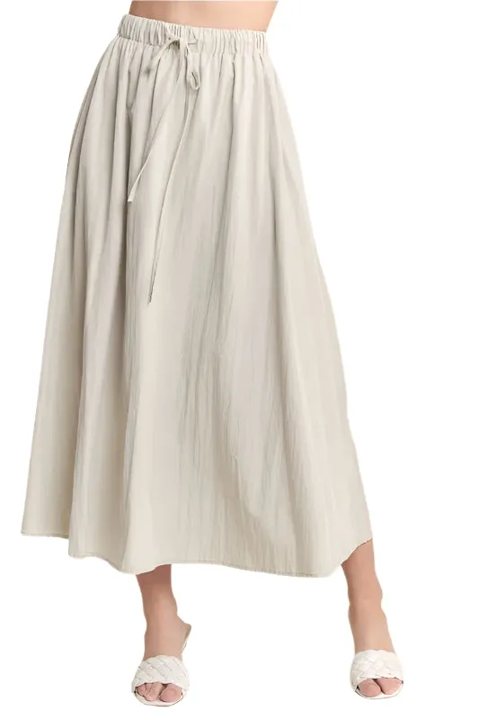 ADORA Drawstring Waist Crinkle Maxi Skirt