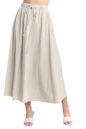 ADORA Drawstring Waist Crinkle Maxi Skirt