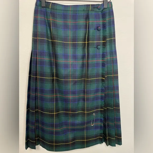 ALJean Plaid Midi Pleated Skirt