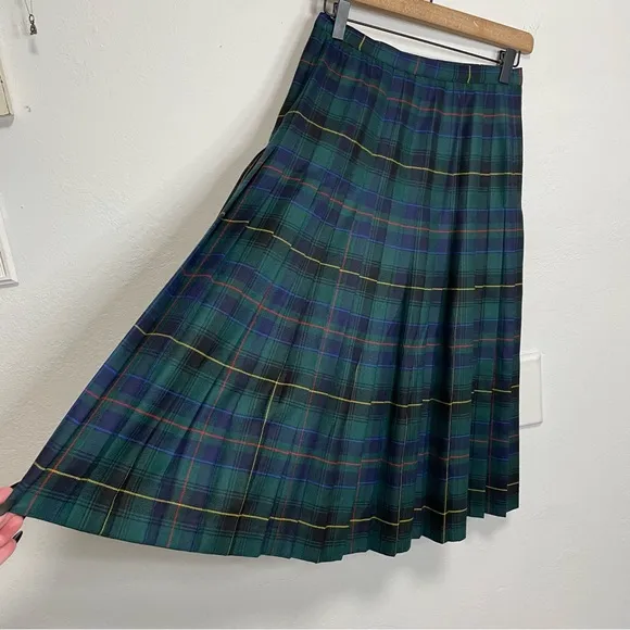ALJean Plaid Midi Pleated Skirt