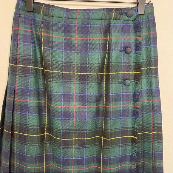 ALJean Plaid Midi Pleated Skirt