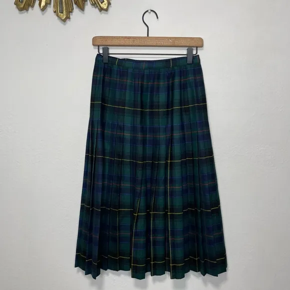 ALJean Plaid Midi Pleated Skirt