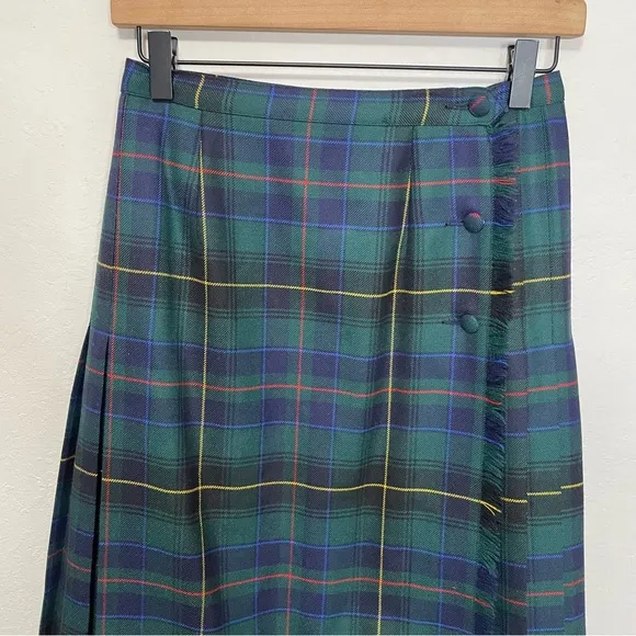 ALJean Plaid Midi Pleated Skirt