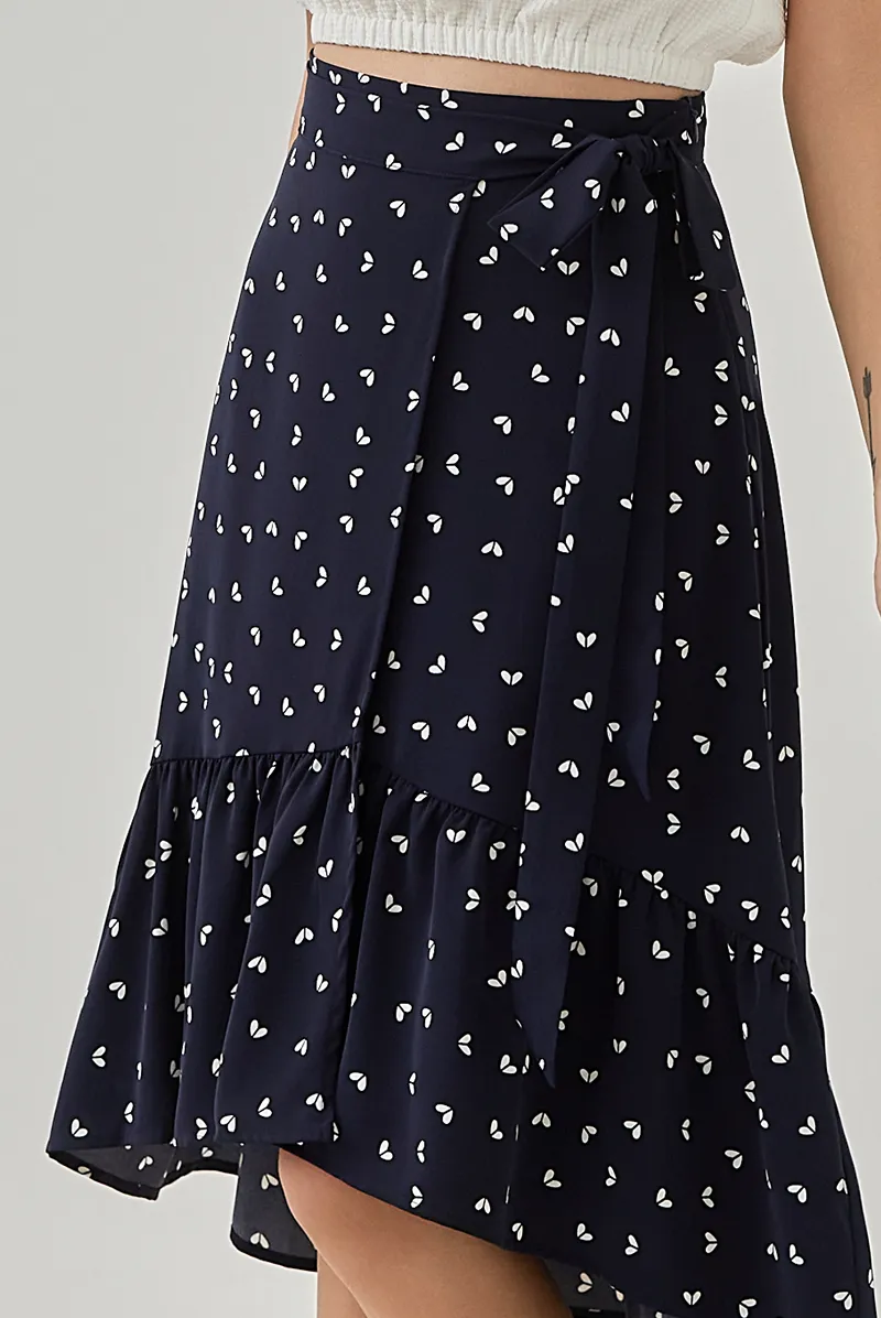 Antonina Printed High-Low Wrap Skirt