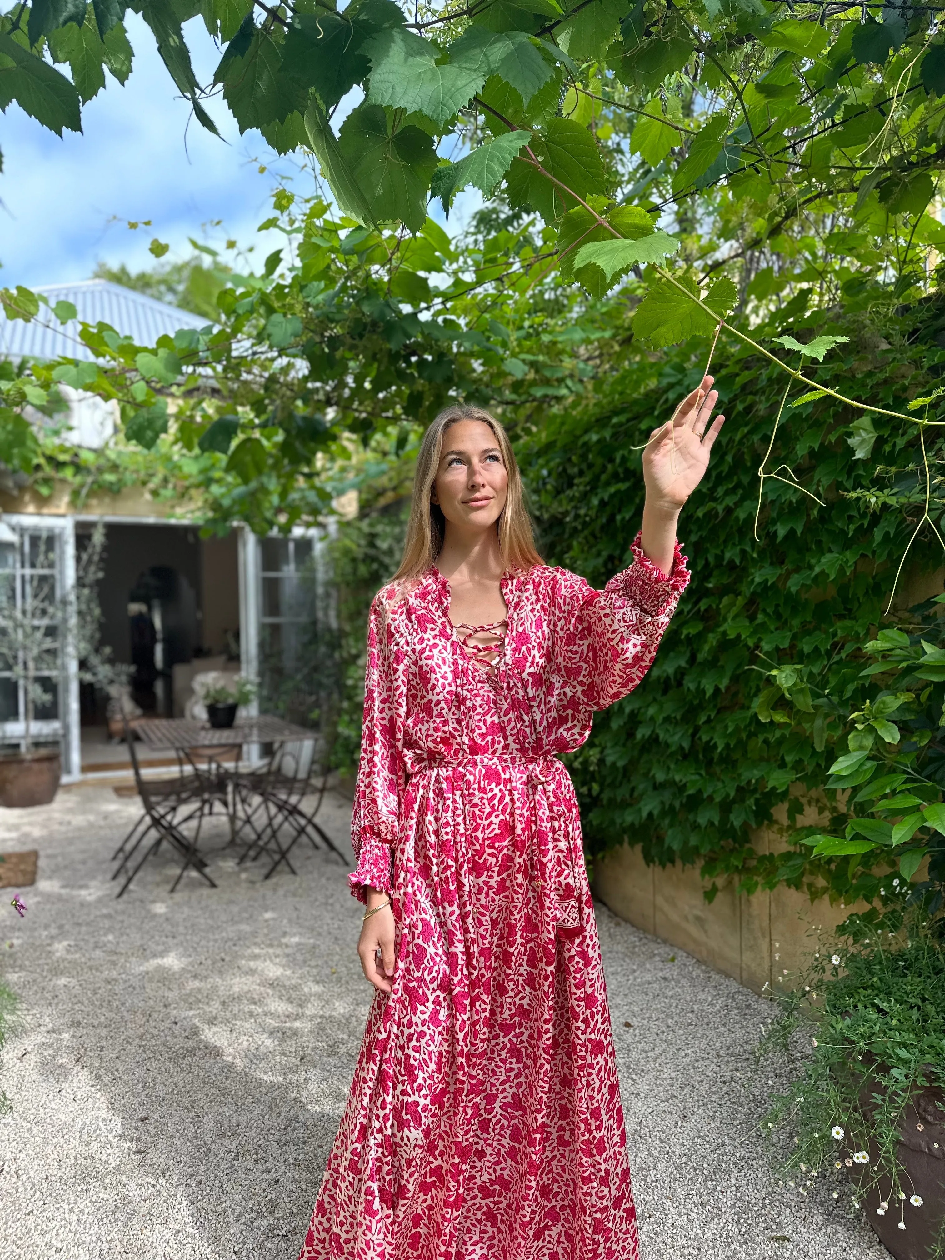 Azrou Silk Dress - Pink Batik