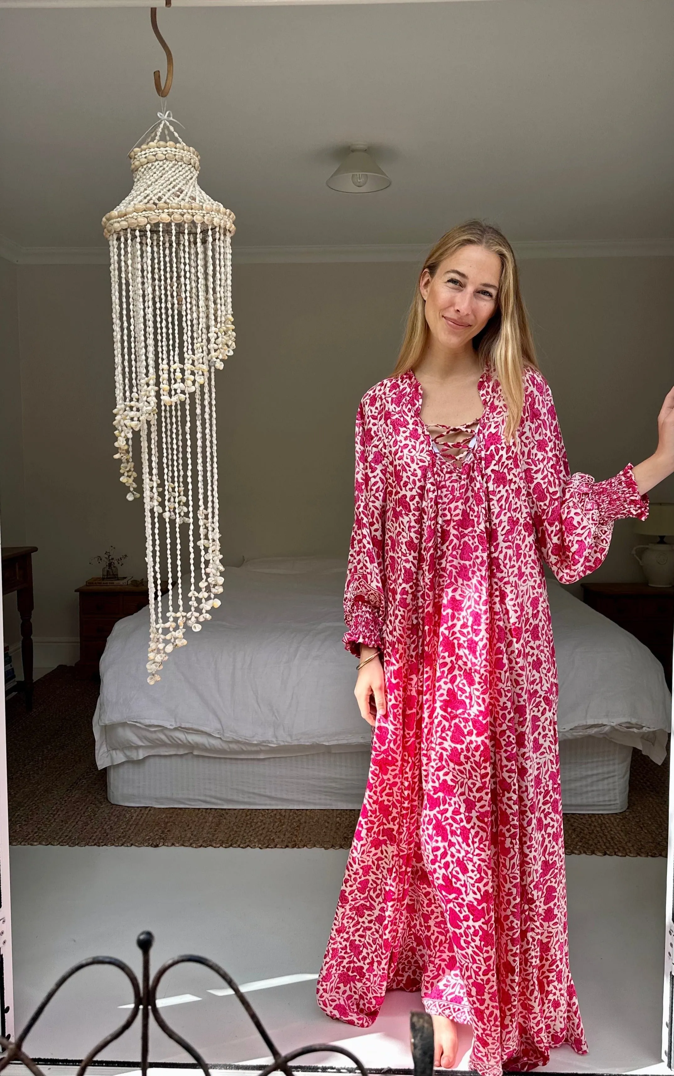 Azrou Silk Dress - Pink Batik