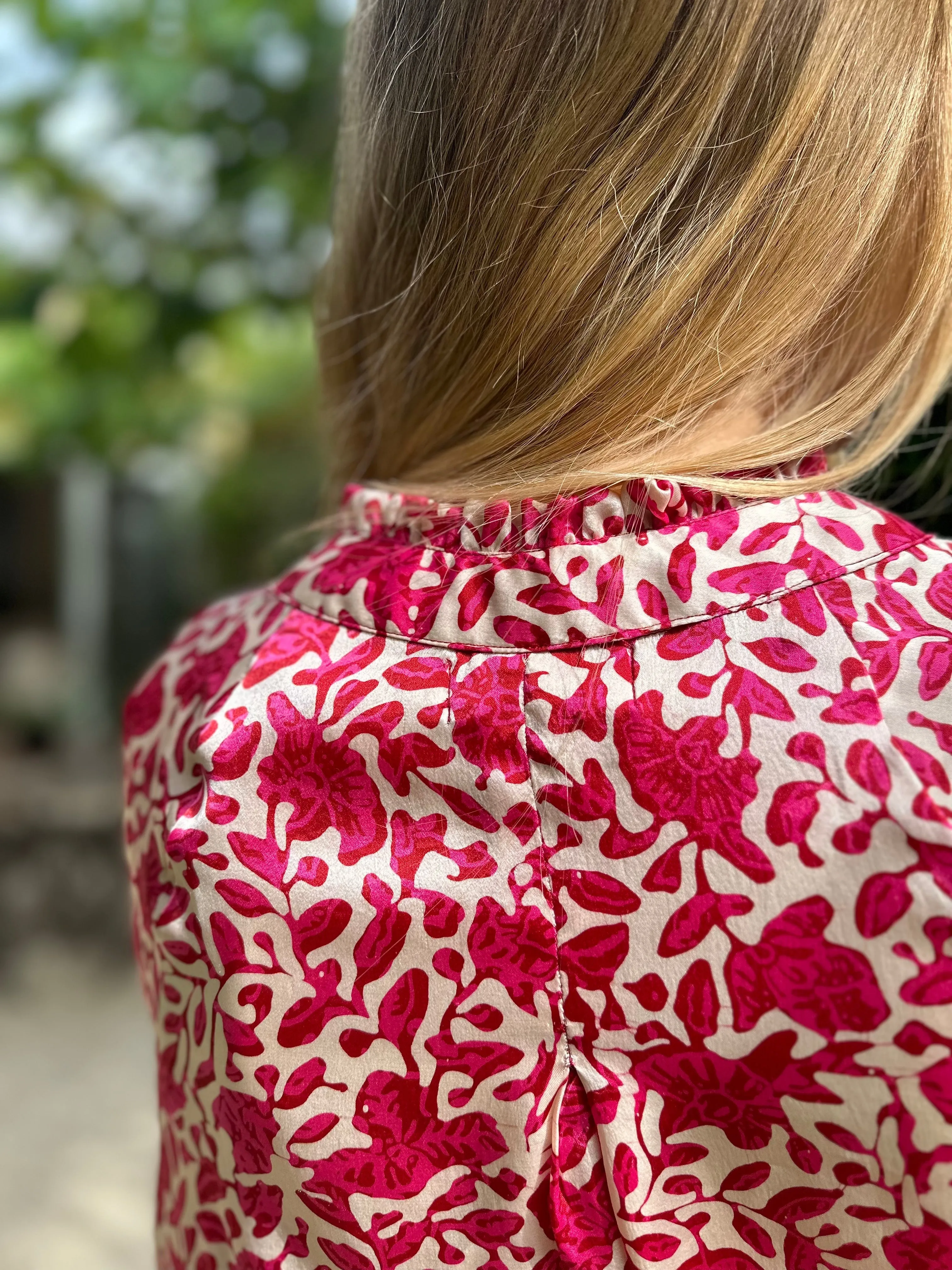 Azrou Silk Dress - Pink Batik