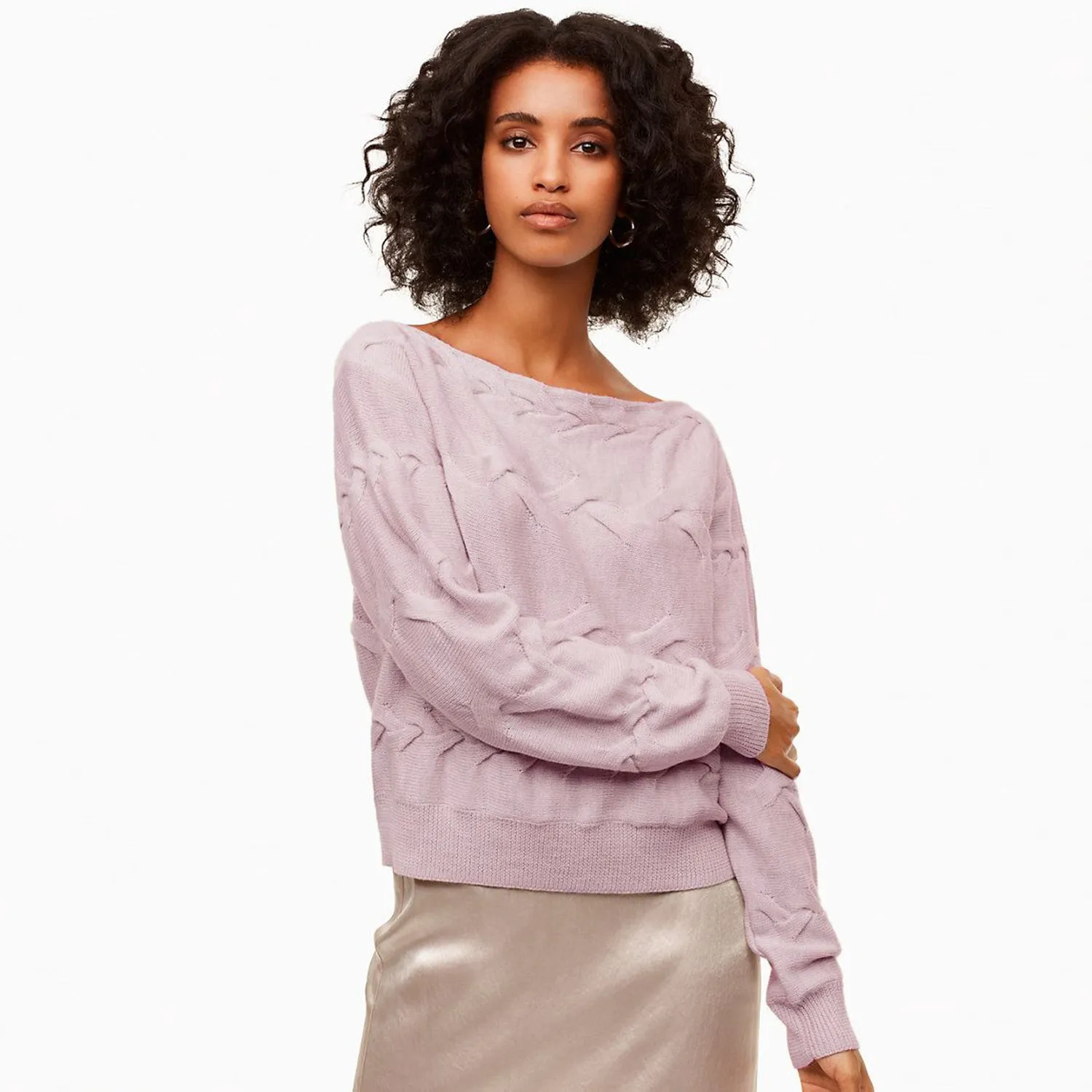 babaton luc 100% merino wool cable knit sweater