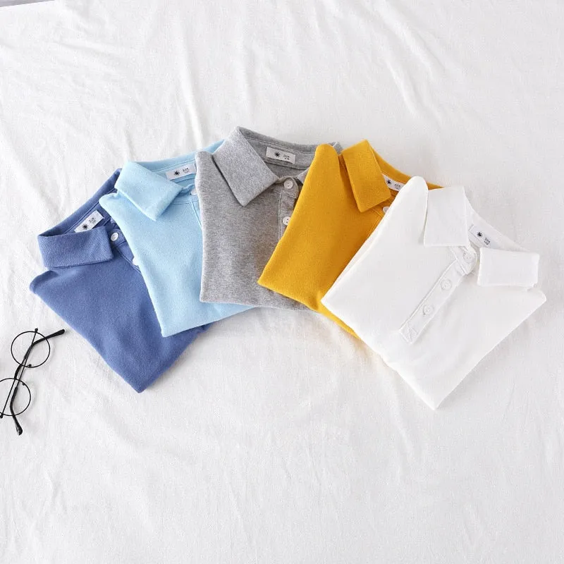 Baby Boys Cotton Polo Shirt - White, Sky Blue, Blue