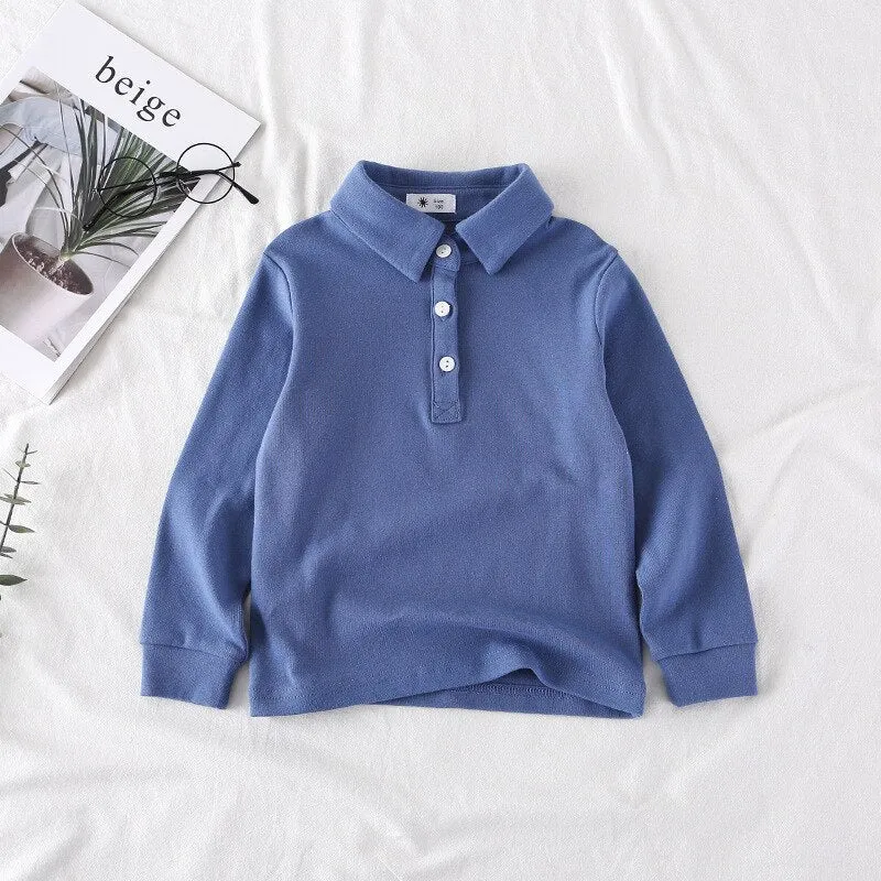 Baby Boys Cotton Polo Shirt - White, Sky Blue, Blue