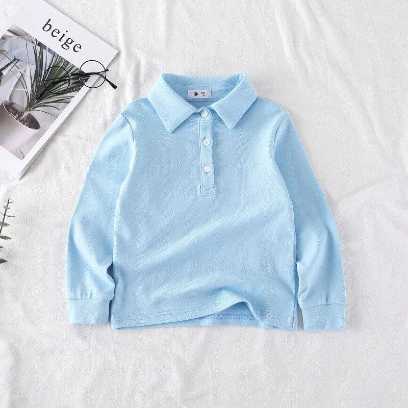 Baby Boys Cotton Polo Shirt - White, Sky Blue, Blue