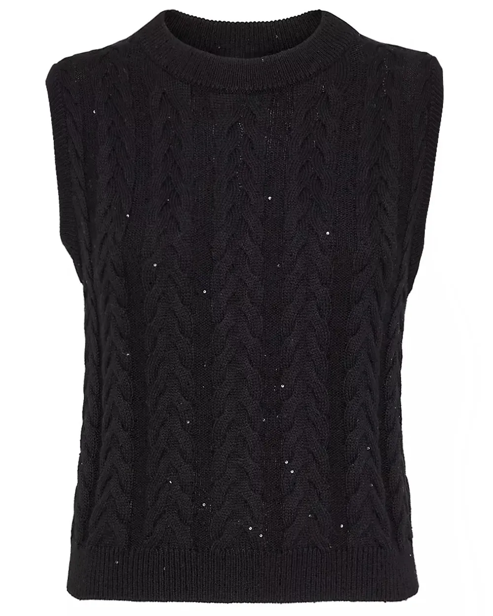 Black Double Cableknit Diamante Tank
