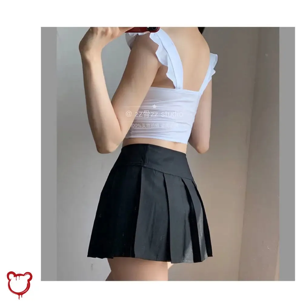 Black Grunge Pleated Skirt'