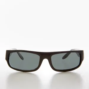 Black Wraparound Rectangular Vintage Sunglasses - Keane