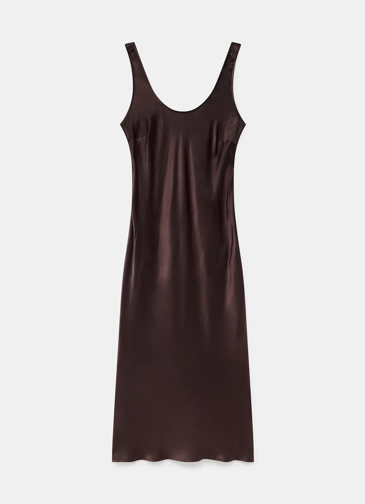 Brown Satin Slip Dress