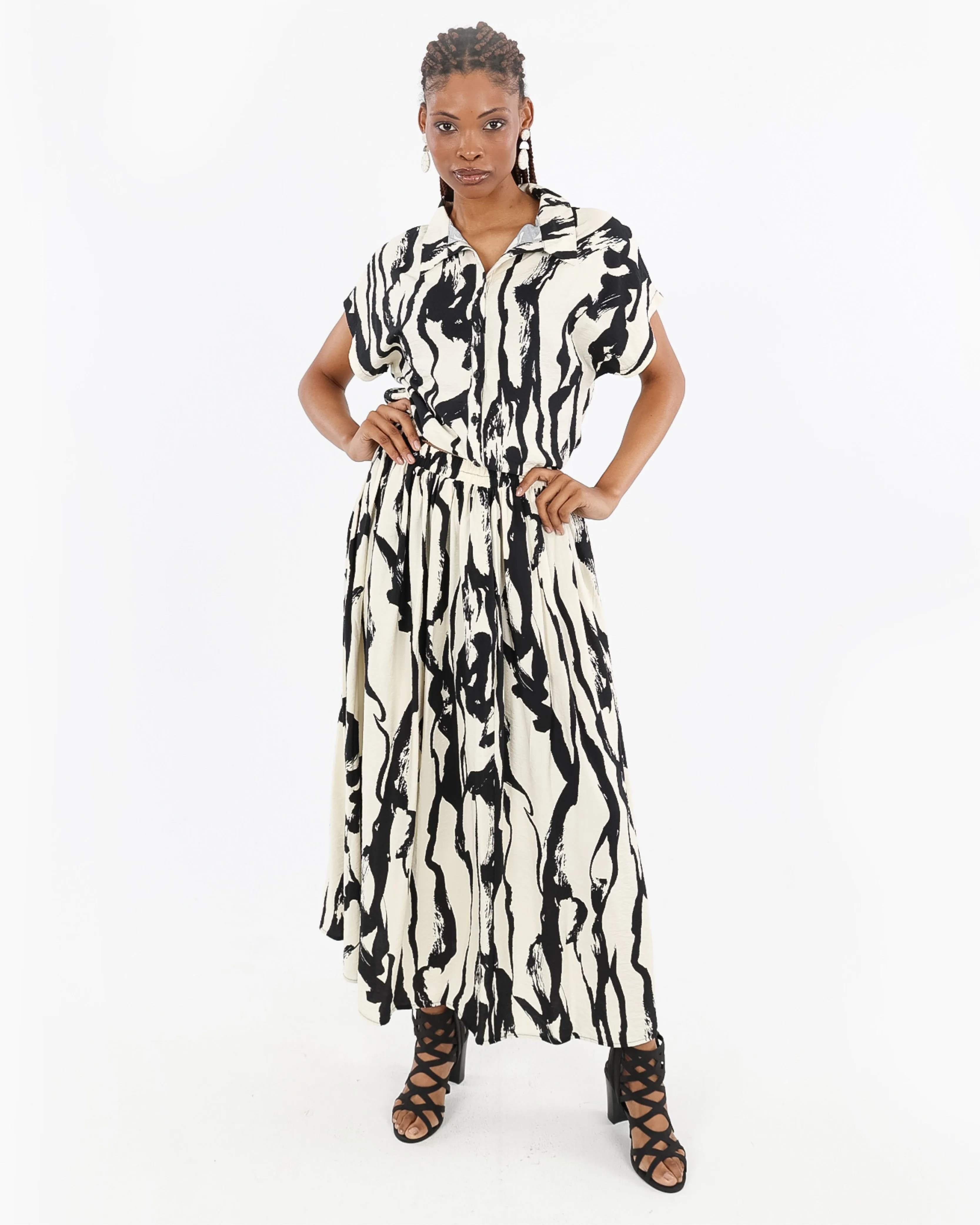 Brushstroke Zebra Maxi Skirt