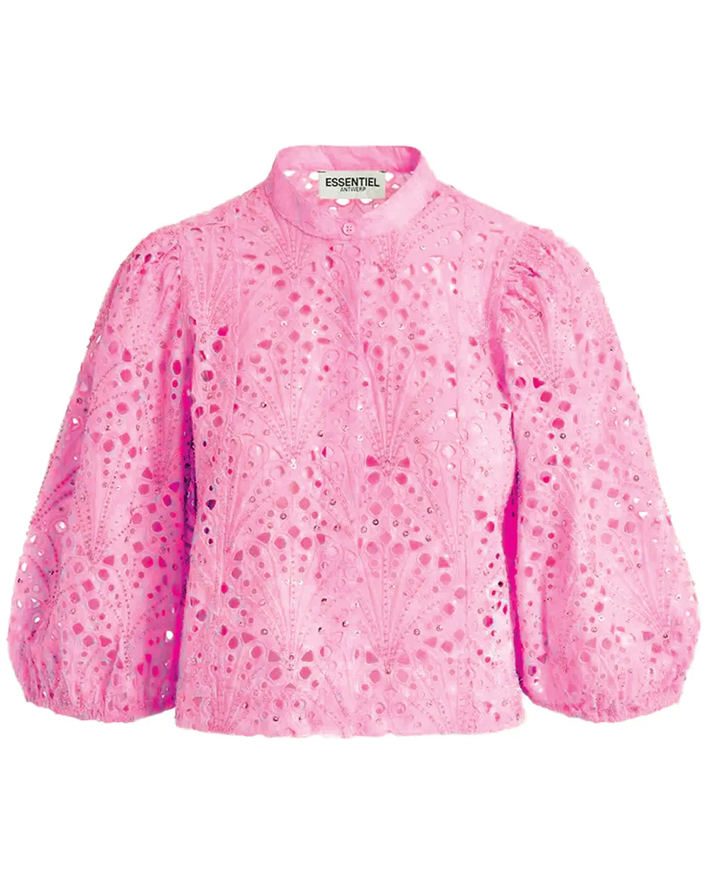 Bubblegum Fuddie Eyelet Puff Sleeve Blouse
