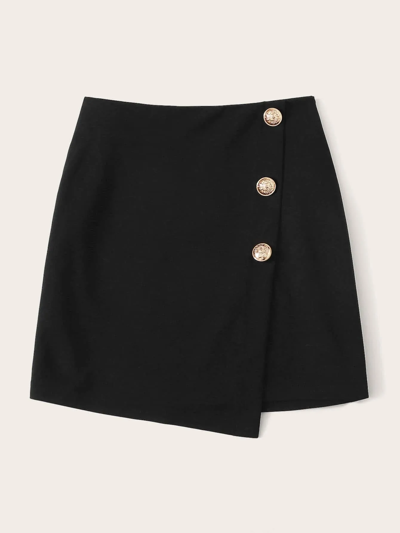 Button Side Zipper Wrap Skirt( Clearance sale