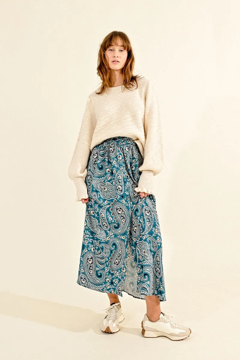 BUTTONED MID-LENGTH SKIRT