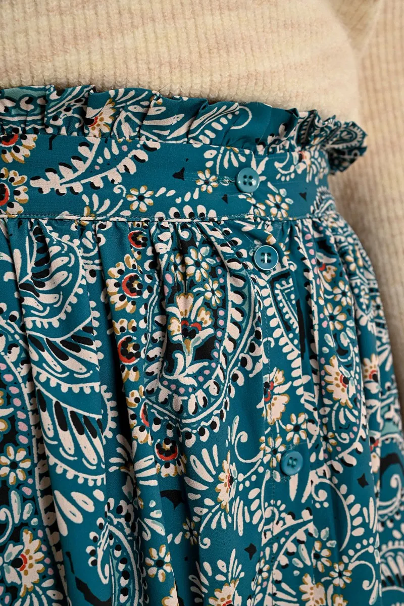 BUTTONED MID-LENGTH SKIRT