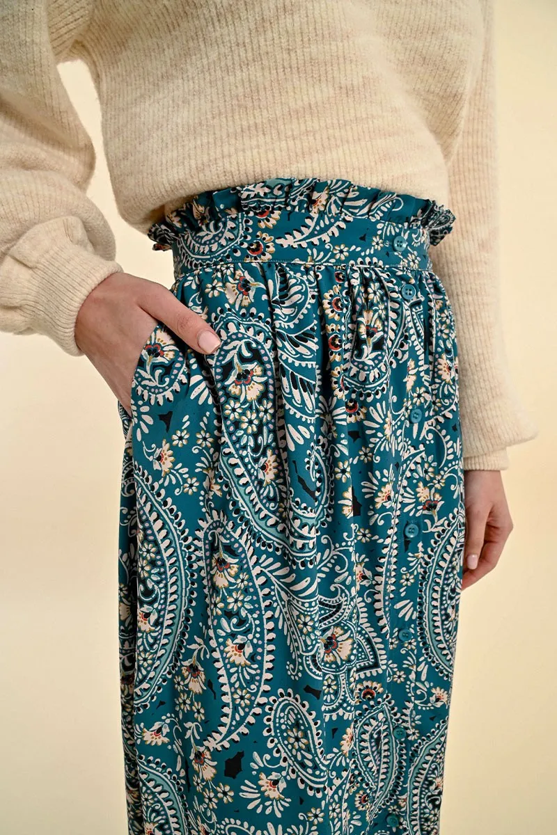 BUTTONED MID-LENGTH SKIRT