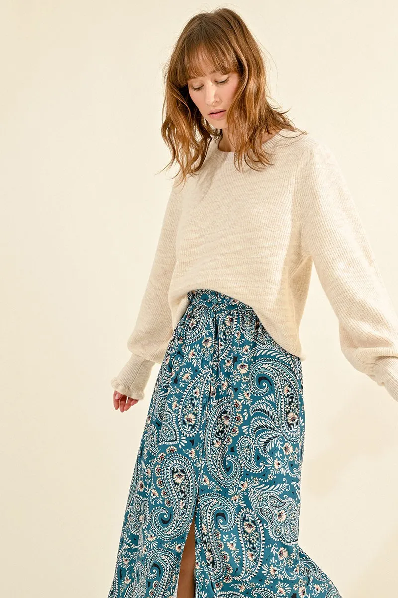BUTTONED MID-LENGTH SKIRT
