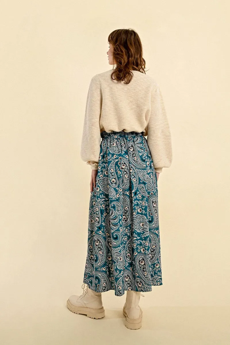 BUTTONED MID-LENGTH SKIRT