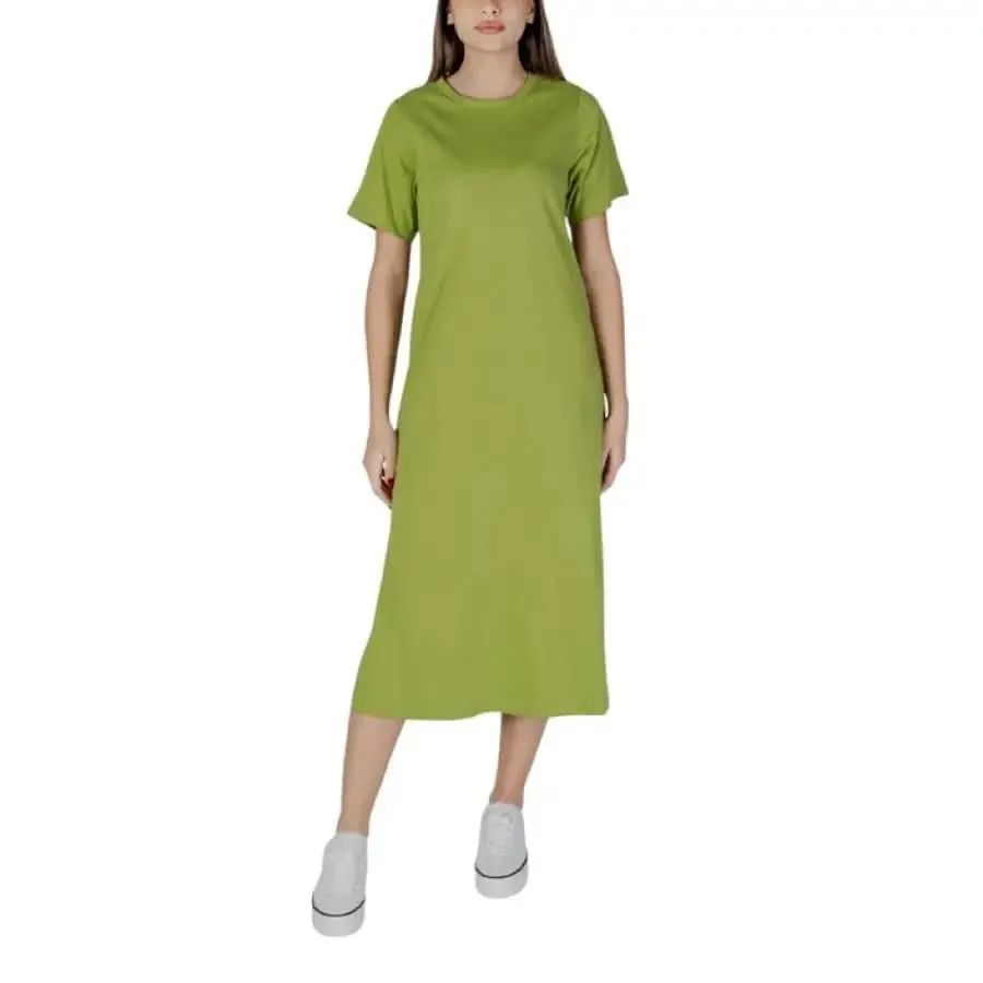 B.young Pink Short Cotton Dress with Round Neck