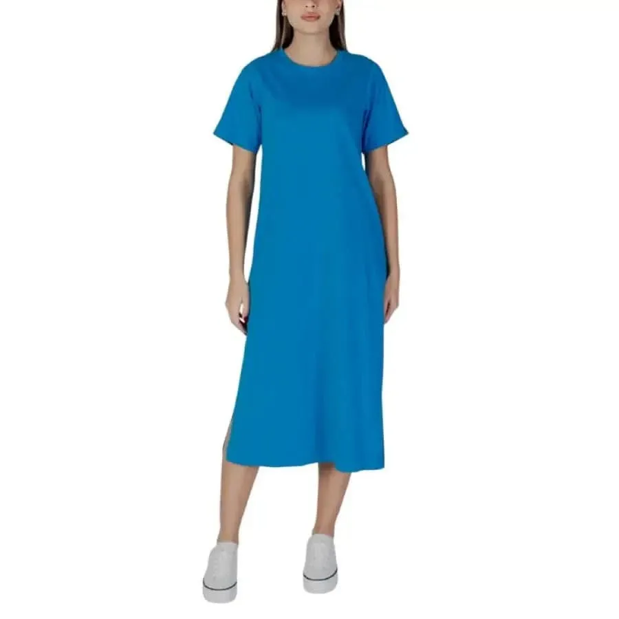 B.young Pink Short Cotton Dress with Round Neck