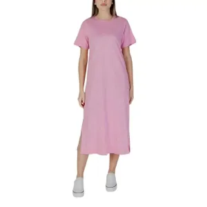 B.young Pink Short Cotton Dress with Round Neck