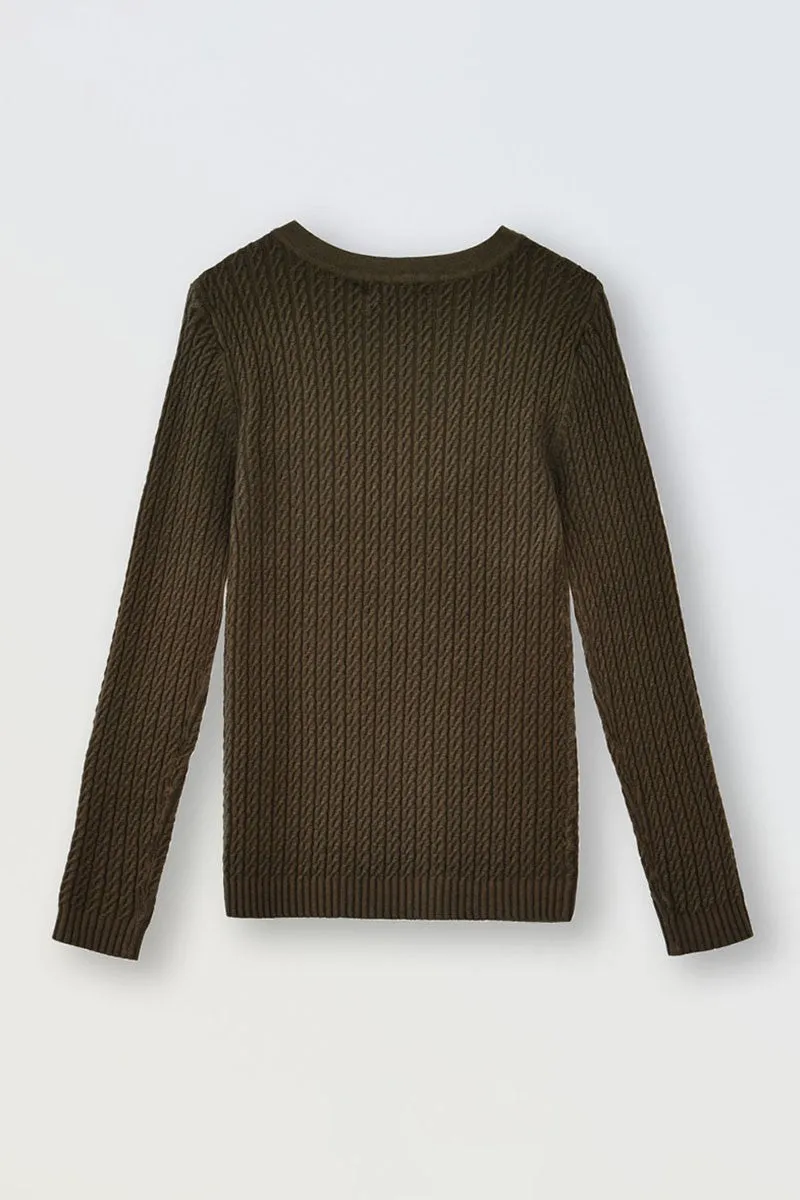 CABLE-KNIT SWEATER, DECORATIVE BUTTONS