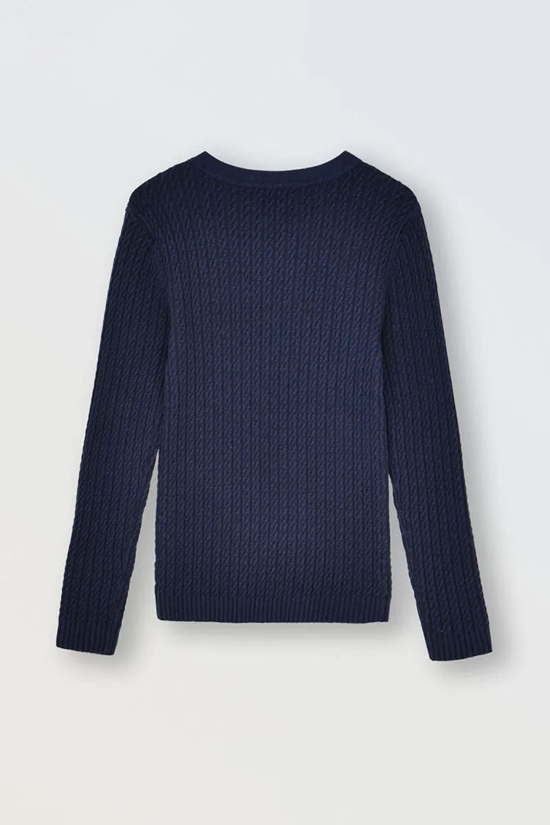 CABLE-KNIT SWEATER, DECORATIVE BUTTONS