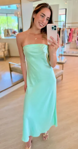 Cad14 Mint Strapless Slip Dress