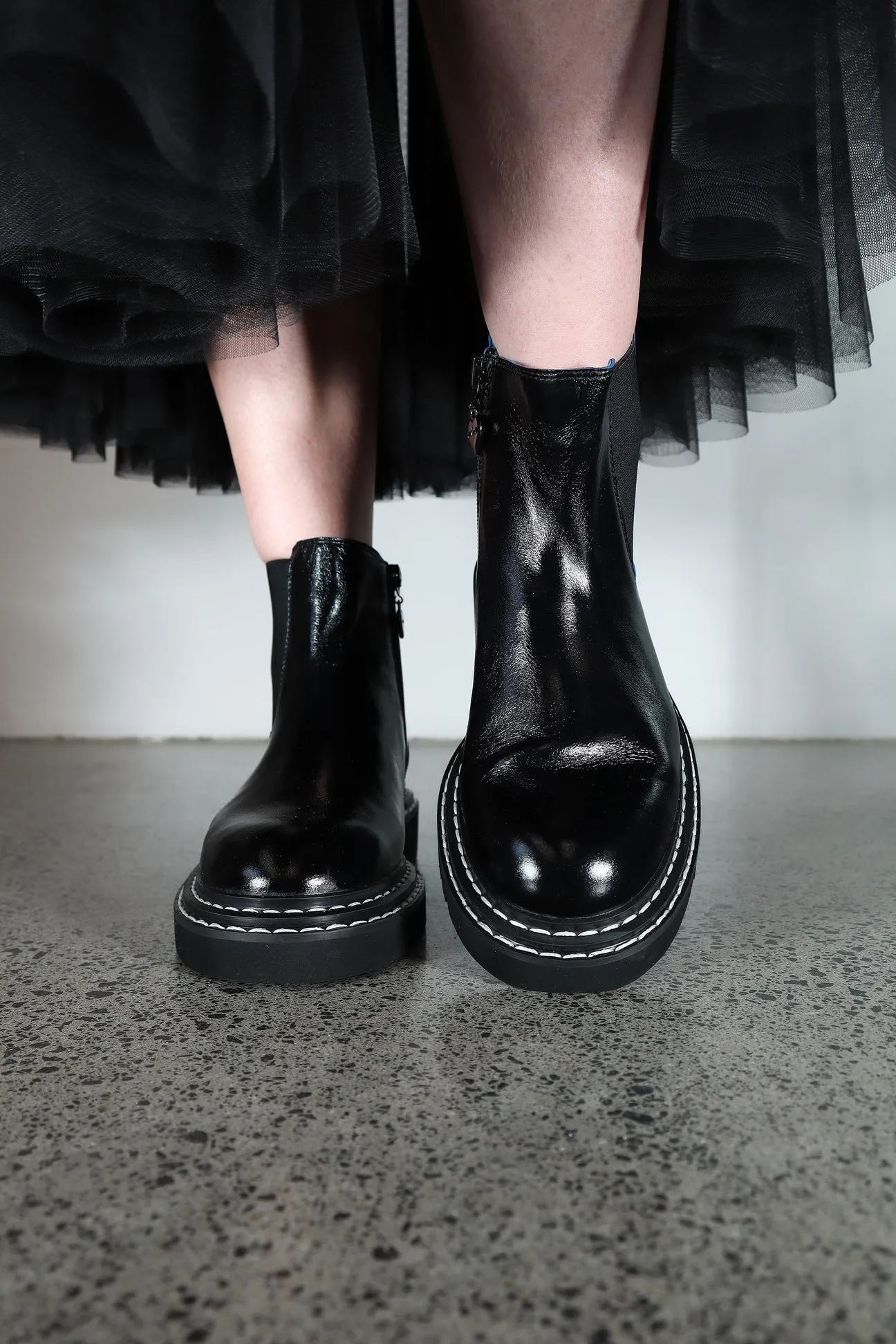 Cali Boot - Black Oil/Cobalt Stitch