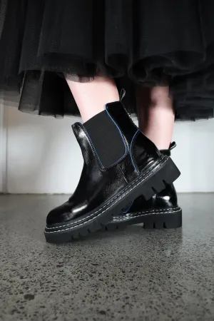 Cali Boot - Black Oil/Cobalt Stitch