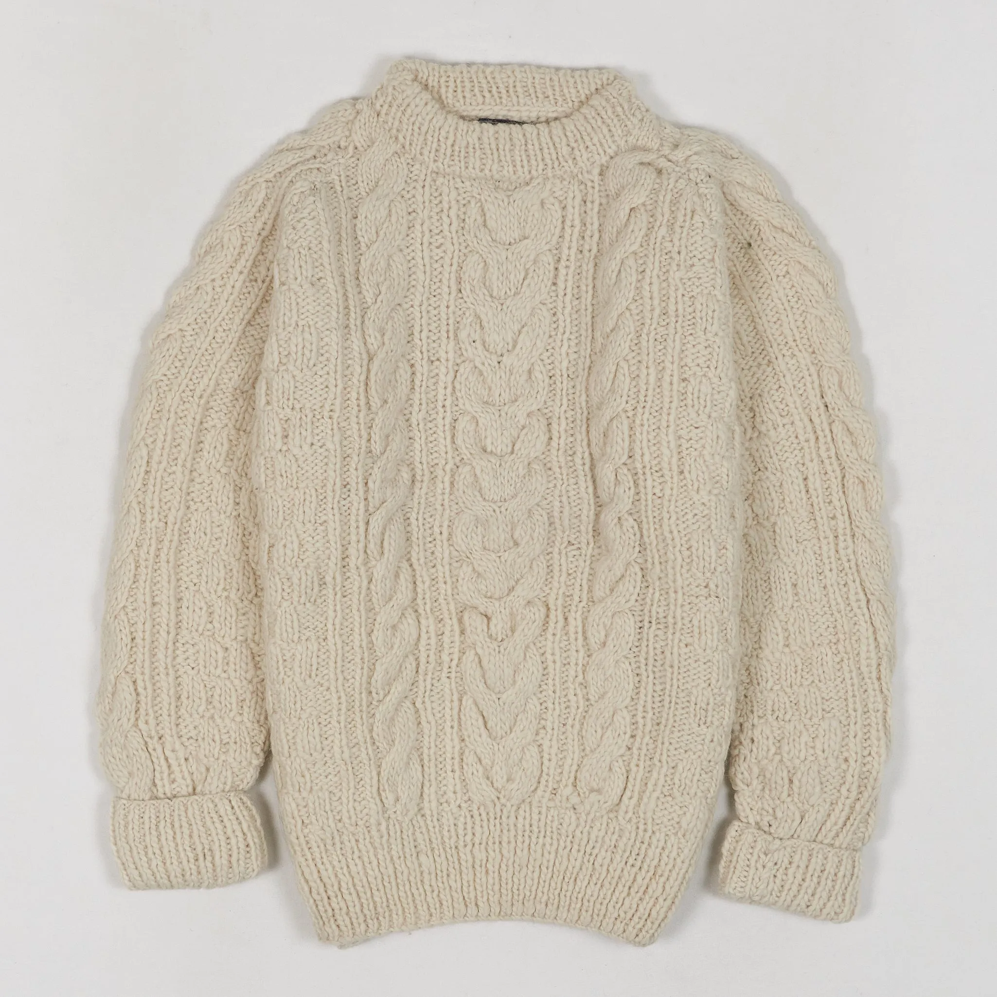 Chamula Cable Knit Fisherman Crew Neck Pullover
