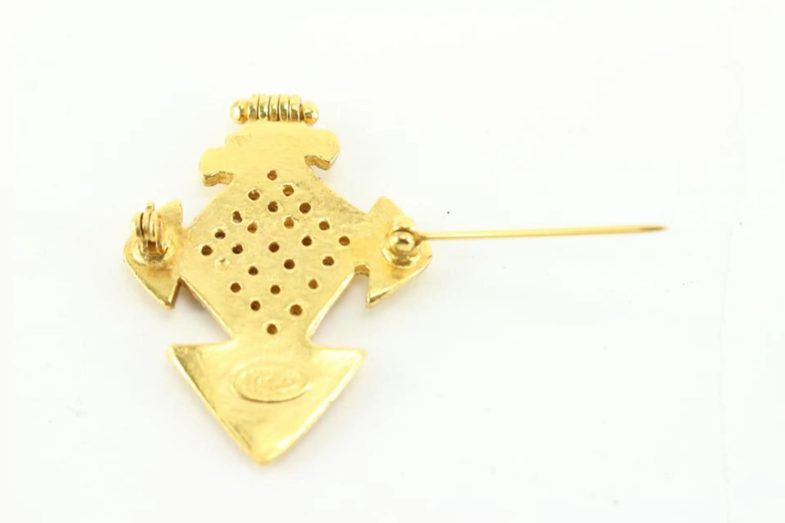 Chanel 94p 24k Gold Plated  CC Cross Brooch Pin 39cc722s